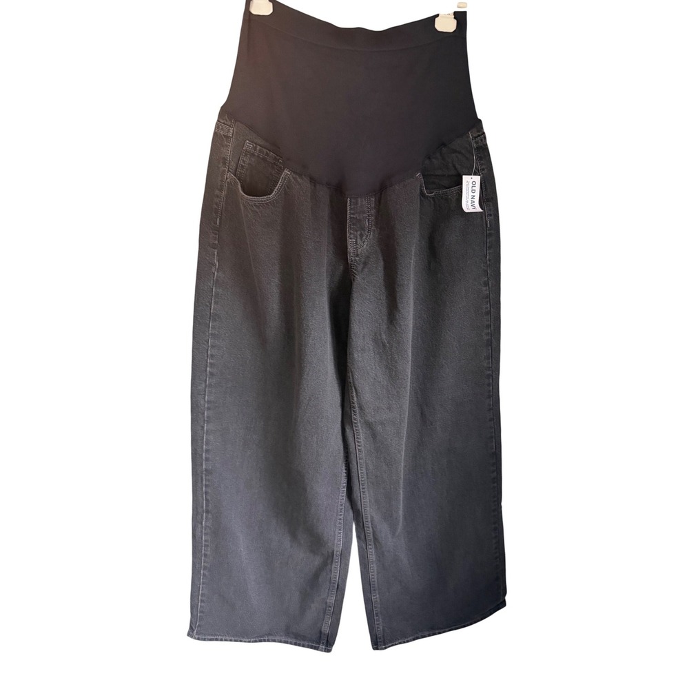 Old Navy Maternity Wide Leg Jeans Full Panel Black Denim Size 12 NWT